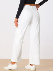 Mid Rise Baggy Wide Leg Pockets Y2K Casual Cargo Pants