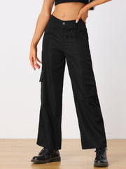 Mid Rise Baggy Wide Leg Pockets Y2K Casual Cargo Pants