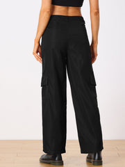 Mid Rise Baggy Wide Leg Pockets Y2K Casual Cargo Pants