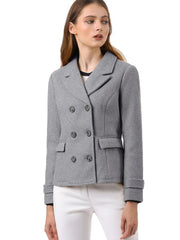 Winter Notched Lapel Double Breasted Short Pea Coat