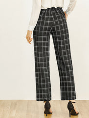 Plaid Elastic Waist Casual Work Office Long Pants