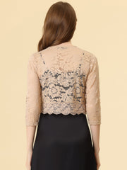 Sheer Floral Elegant 3/4 Sleeve Lace Shrug
