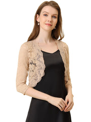 Sheer Floral Elegant 3/4 Sleeve Lace Shrug