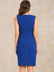 Sheath Striped Work Office Sleeveless Bodycon Pencil Dress