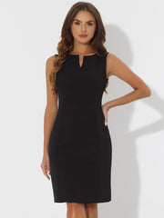 Sheath Striped Work Office Sleeveless Bodycon Pencil Dress