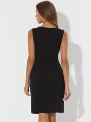 Sheath Striped Work Office Sleeveless Bodycon Pencil Dress