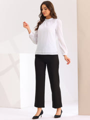 Chiffon Shirt Work Office Mock Neck Long Sleeve Blouse