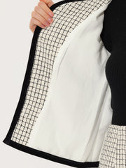 2 Piece Outfits Plaid Tweed Cropped Blazer Jacket & Mini Skirt Suit Set