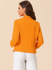 Business Blazer Open Front Office Casual Work Crop Suit Jacket
