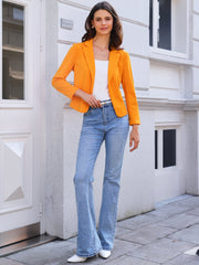 Business Blazer Open Front Office Casual Work Crop Suit Jacket