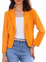 Business Blazer Open Front Office Casual Work Crop Suit Jacket