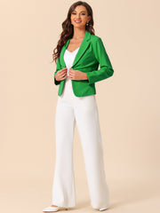 Business Blazer Open Front Office Casual Work Crop Suit Jacket