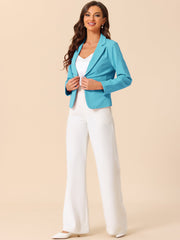Business Blazer Open Front Office Casual Work Crop Suit Jacket