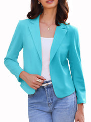 Business Blazer Open Front Office Casual Work Crop Suit Jacket