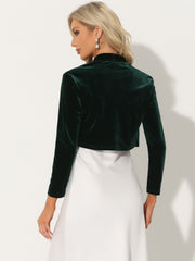 Velvet Long Sleeve Open Front Cropped Bolero Shrugs