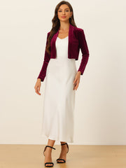 Velvet Long Sleeve Open Front Cropped Bolero Shrugs