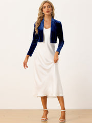 Velvet Long Sleeve Open Front Cropped Bolero Shrugs