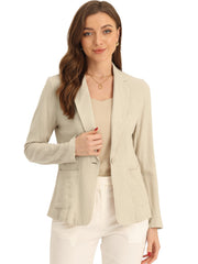 Notch Lapel One Button Casual Suit Linen Blazer