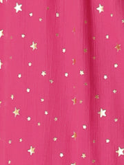 Chiffon Sleeveless Smocked Waist Gilding Metallic Stars Party Dress