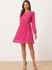 Choker V Neck Flared Gilding Metallic Shiny Star A-Line Dress