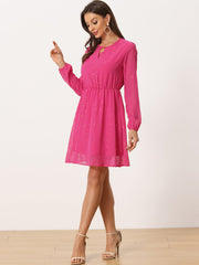 Choker V Neck Flared Gilding Metallic Shiny Star A-Line Dress