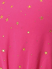 Choker V Neck Flared Gilding Metallic Shiny Star A-Line Dress