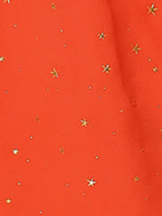 Choker V Neck Flared Gilding Metallic Shiny Star A-Line Dress