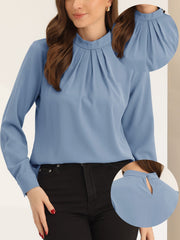 Stand Collar Chiffon Long Sleeve Business Casual Work Blouse