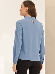 Stand Collar Chiffon Long Sleeve Business Casual Work Blouse
