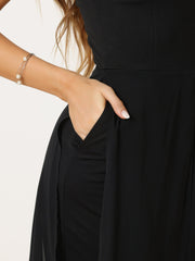 Sleeveless Halter Neck Belted Elegant Wedding Cocktail Dressy Jumpsuits