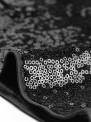 Sequin Midrise Solid Sparkle Cocktail Zipper Elastic Waist Shorts