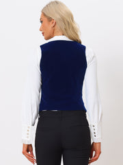Retro Velvet Waistcoat V Neck Sleeveless Racerback Steampunk Vest