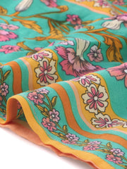 Boho Floral Summer Spaghetti Strap A-Line Flowy Smocked Midi Dress Sundress