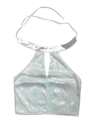 Sequin Halter Neck Sleeveless Cutout Shiny Party Crop Top