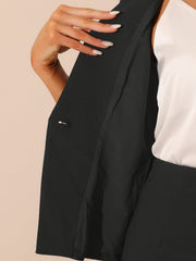 2 Pieces Collarless 3/4 Sleeves Blazer and Pencil Skirt Office Work Business Suit Set