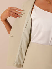 2 Pieces Collarless 3/4 Sleeves Blazer and Pencil Skirt Office Work Business Suit Set
