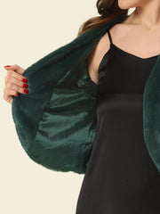 Faux Fur Long Sleeve Open Front Bolero Winter Coat Cropped Jacket