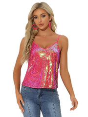 Sequined Straps Party Glitter Disco Sparkle Cami Top