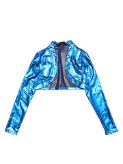 Women's Cropped Bolero Holographic Party Shimmering Shiny Lightweight Metallic Cardigan