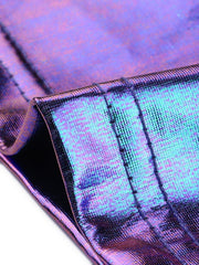 Women's Cropped Bolero Holographic Party Shimmering Shiny Lightweight Metallic Cardigan