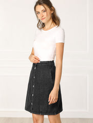 Casual Short Button Down Jeans Skirt