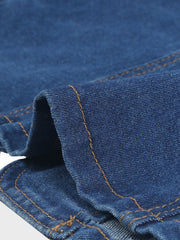 Lapel Collar Long Sleeve One Button Denim Blazer Jean Jacket