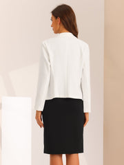 2pc Outfit Notched Lapel Blazer and Sleeveless Midi Sheath Dress Suit Sets