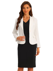 2pc Outfit Notched Lapel Blazer and Sleeveless Midi Sheath Dress Suit Sets