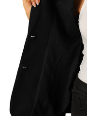 Cotton Linen Office Business Short Sleeve Notched Lapel Blazer Jacket