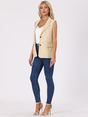 Sleeveless Business Casual Linen Work Office Vest