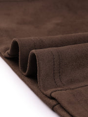 Faux Suede Lapel Collar Long Sleeve Casual Work Office Jacket
