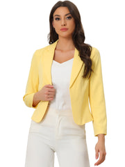 Open Front Office Work Business Crop Suit Blazer Jacket
