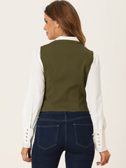 Denim Jakcet Sleeveless V Neck Button Down Casual Jean Waistcoat Vest