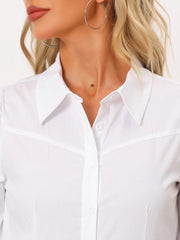 Leotard Shirt Collared Business Casual Button Down Long Sleeves Bodysuit